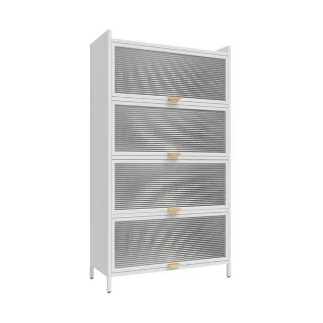 Modern Fluted Glass Pantry Storage Cabinet